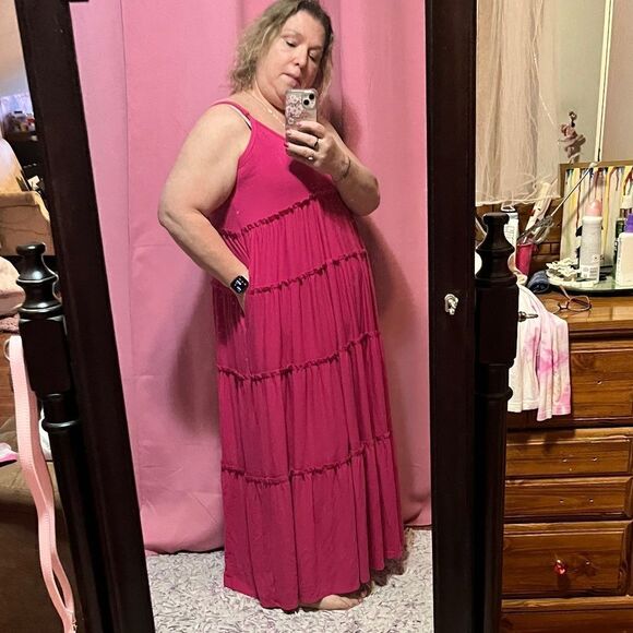 Zenana Large Pink Sundress 2 Pockets Like NEW - Picture 3 of 10